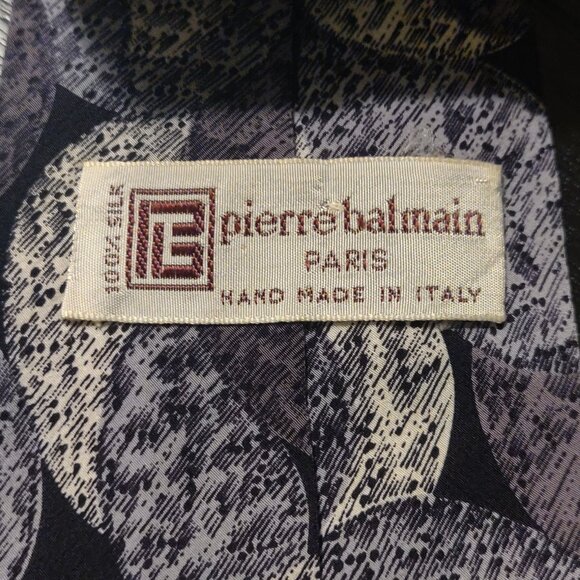 Pierre Balmain Paris 100% Silk Grey/Black Men's Neck Tie - Picture 3 of 4